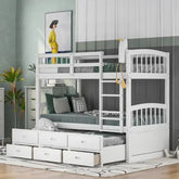 Bellemave® Twin Size Bunk Bed with Trundle Bed and 3 Drawers - Bellemave