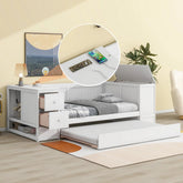 Bellemave® Twin Size Daybed with Storage Arms, Trundle and Charging Station - Bellemave