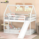 Bellemave® Twin Size Floor House Bunk Bed with Slide and Ladder - Bellemave