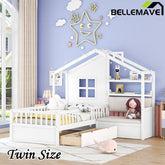 Bellemave® Twin Size House Platform Bed with Two Drawers and Storage Shelf - Bellemave