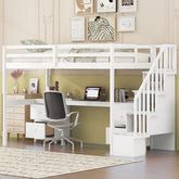 Bellemave® Twin Size Loft Bed with Built - in Desk and Double Storage Drawers - Bellemave