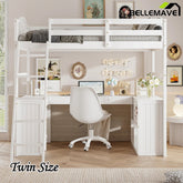 Bellemave® Twin Size Loft Bed with Drawers, Cabinet, Shelves and Desk - Bellemave