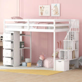 Bellemave® Twin size Loft Bed with Storage Drawers and Stairs - Bellemave