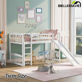 Bellemave® Twin Size Low Loft Bed with Slide and Ladder - Bellemave