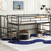 Bellemave® Twin Size Low Loft Bed with Storage Stairs - Bellemave