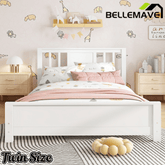 Bellemave® Twin Size Low Profile Platform Bed with Chic Headboard, Wood Bed Frame with Support Slats for Kids - Bellemave