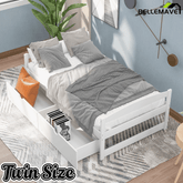 Bellemave Twin Size Platform Bed with Two Storage Drawers, Solid Wood Platform Bed Frames Headboard and Wooden Slats Support - Bellemave