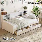 Bellemave® Twin size Upholstered Daybed with Storage and Drawers - Bellemave