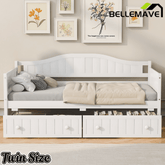 Bellemave® Twin Size Upholstery Daybed with 2 Drawers & Storage, Modern Sofa Bed with Wooden Slats, No Box Spring Required, for Living Room, Bedroom - Bellemave