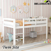 Bellemave® Twin Size Wood Low Loft Bed with Ladder - Bellemave