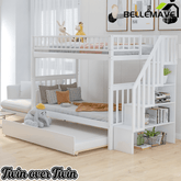 Bellemave® Twin Trundle Bunk Bed for Kids, Bunk Beds with Trundle & Stairs, Twin Over Twin Bunk Bed with Storage - Bellemave