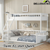 Bellemave® Twin XL over Queen Bunk Bed with Ladder and Guardrails - Bellemave