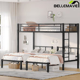 Bellemave® Twin XL/Twin over Twin & Twin Metal Triple Bunk Bed for 3 - Bellemave