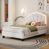 Bellemave® Upholstered Flower - Shape Bed, Elegant Flowers Headboard with LED Light Strip - Bellemave
