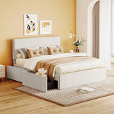 Bellemave® Upholstered Platform Bed with 4 Drawers and Golden Edge on the Headboard & Footboard - Bellemave