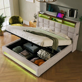 Bellemave® Upholstered Platform Bed with a Hydraulic Storage System, LED and USB Charging - Bellemave