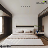 Bellemave® Upholstered Platform Bed with Velvet Headboard, Metal & Solid Wood Bed Frame, No Box Spring Needed - Bellemave