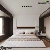 Bellemave® Upholstered Platform Bed with Velvet Headboard, Metal & Solid Wood Bed Frame, No Box Spring Needed - Bellemave