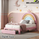 Bellemave® Velvet Upholstered Rainbow Platform Bed with Storage Drawer - Bellemave