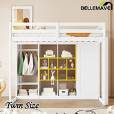 Bellemave® Wood Loft Bed with Wardrobe, Shelves and Cabine - Bellemave