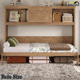 Bellemave® Wood Murphy Bed Frame with Charging Station and Storage Cabinets - Bellemave