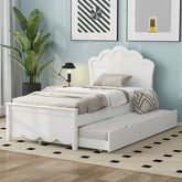 Bellemave® Wood Platform Bed with Headboard and Twin Size Trundle - Bellemave