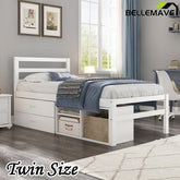 Bellemave® Wood Platform Bed with Removable Storage Shelves, Built - in Two Storage Drawers - Bellemave