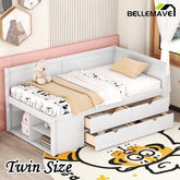 Bellemave® Wooden Daybed with Drawers and Shelves - Bellemave
