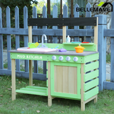 Bellemave® Wooden Kids Kitchen Playset, Indoor/Outdoor Kitchenette with Water Play & Cooking Toys for Toddlers 3 - 8 - Bellemave