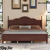 Bellemave® Wooden Platform Bed Frame with Retro Wave Headboard, No Box Spring Needed, Sturdy Slat Support - Bellemave