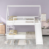 Bellemave®Twin Size House Bunk Bed with Slide and Ladder,White - Bellemave