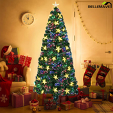 Bellemave® 6ft Pre-lit Fiber Optic Christmas Tree with Color-Changing Lights and Stars - Premium PVC Artificial Xmas Tree for Indoor Holiday Decor