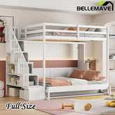 Full Size Murphy Bed with Hydraulic Lift & Desk Design, Convertible Bunk Bed & Loft Bed - Bellemave