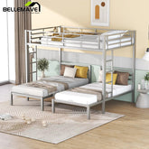 Bellemave® Full over Twin & Twin Metal Triple Bunk Bed - Bellemave