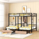 Bellemave® Full Over Twin & Twin Metal Triple Bunk Bed with 2 Drawers - Bellemave