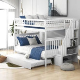 Bellemave® Full Size Bunk Bed with Trundle Bed and Staircase - Bellemave