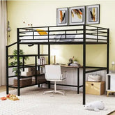 Bellemave® Full Size Metal Loft Bed with Desk and Lateral Storage Ladder - Bellemave