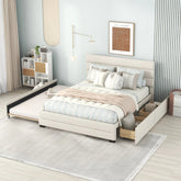Bellemave® Queen Size Upholstered Platform Bed with Trundle Bed and 2 Drawers - Bellemave