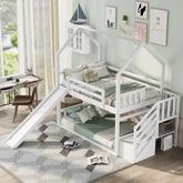Bellemave® Twin Size House Bunk Bed with Stairs and Slides - Bellemave