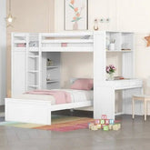 Bellemave® Twin Size Loft Bed with Stand - Alone Bed,Shelves,Deskand Wardrobe - Bellemave