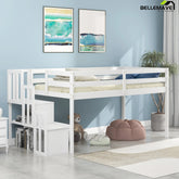 Bellemave® Twin Size Low Loft Bed with Staircase - Bellemave