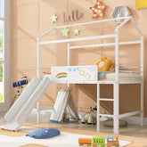 Bellemave® Twin Size Metal House Loft Bed with Slide - Bellemave