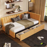 Bellemave® Twin Size Upholstered Daybed with 2 Drawers - Bellemave