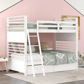 Bellemave® Twin Size Wood Bunk Bed with Two Drawers - Bellemave