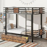 Bellemave® Twin XL Size Metal Bunk Bed with MDF Board Guardrail and 2 Drawers - Bellemave