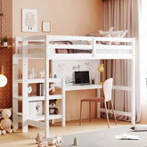 Bellemave® Wooden Loft Bed with Shelves, Desk and Writing Board - Bellemave