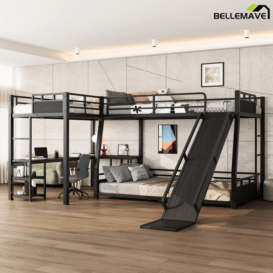 The Ultimate Solution for Small Apartments: How Can an L-Shaped Triple Bunk Bed Achieve a Three-in-One Solution for Sleeping, Studying, and Playing? - Bellemave
