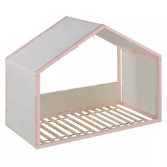 upholstered canopy bed with soft padded side panels