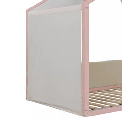twin canopy bed with linen fabric canopy