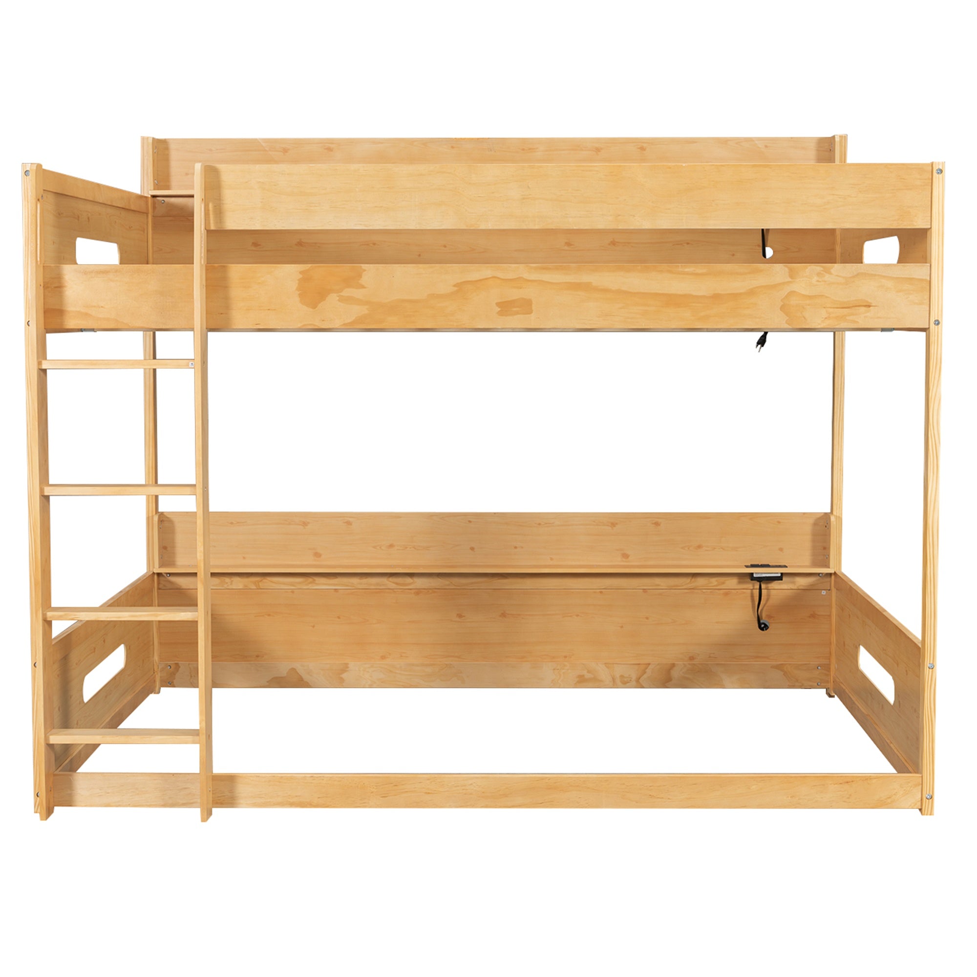 Bellemave® Queen Over Queen Bunk Bed with Storage Shelves, Plug Outlets, USB Ports & Guardrails Bellemave®